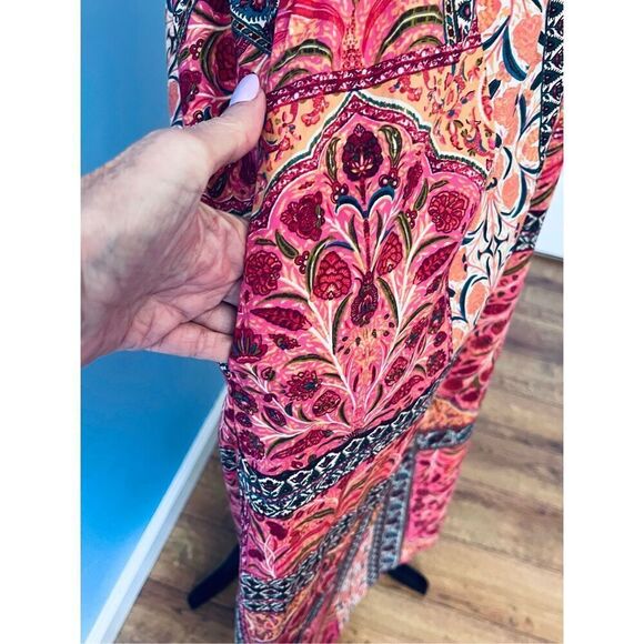 Old Navy Women’s Medium Waist-Defining Cami Midi Dress in Pink Paisley - Picture 2 of 10